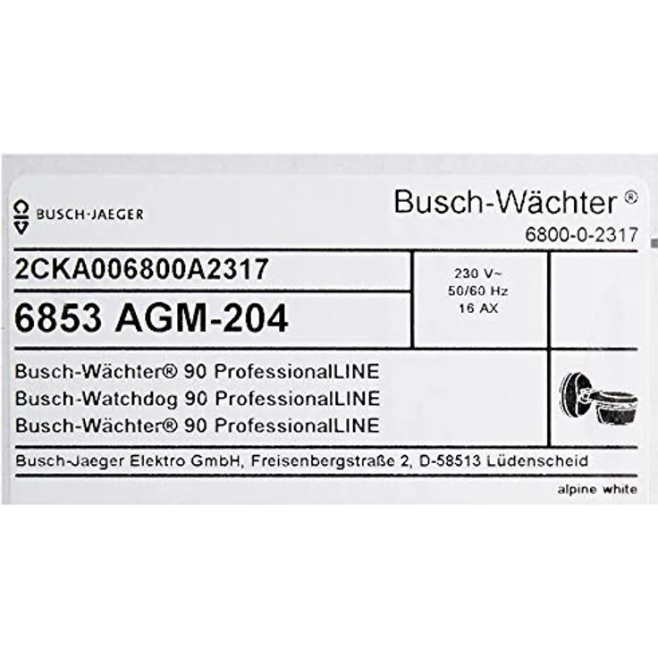 Busch-Jaeger 6853AGM-204 Busch-Wächter 90 ProfessionalLINE weiß 6853 AGM-204 – Bild 4