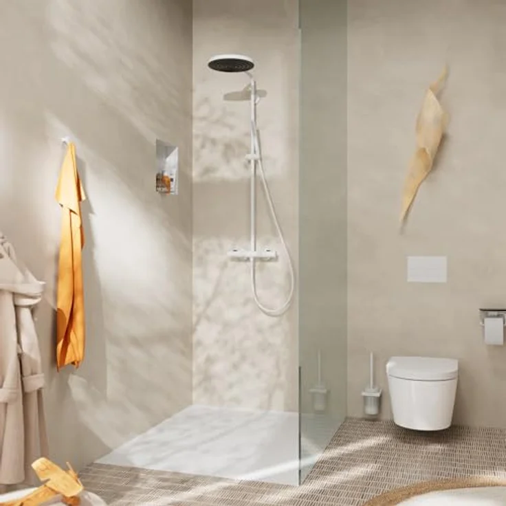 hansgrohe Pulsify S Puro Duschsystem 260, 1jet, Ecostat Fine, Wandmontage, mit PowderRain und schwenkbarem Brausearm – Bild 9