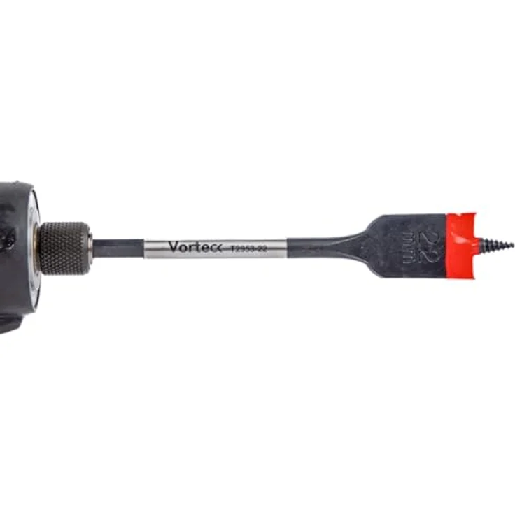 C.K Tools Vorteck Flachfräsbohrer 22 mm x 152 mm, Selbstziehende Gewindespitze, 1/4 Zoll Hex Quick Lock Schaft, Carbonstahl, für Holz, Kunststoff und Verbundstoffe – Bild 4