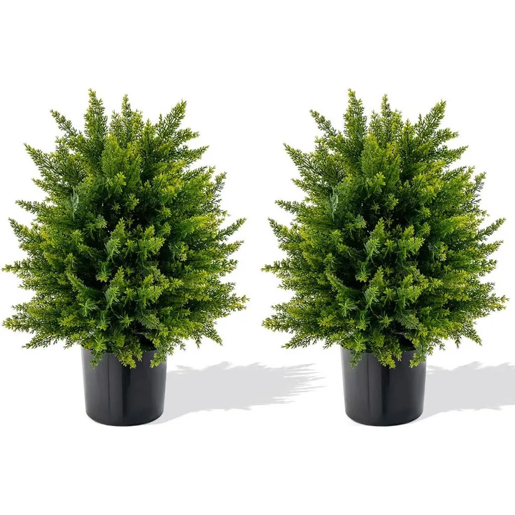 COSTWAY Buchsbaumkugel, 55 cm, künstlicher Topiary-Ballbaum im 2er-Pack, UV-beständig und pflegeleicht, Grün