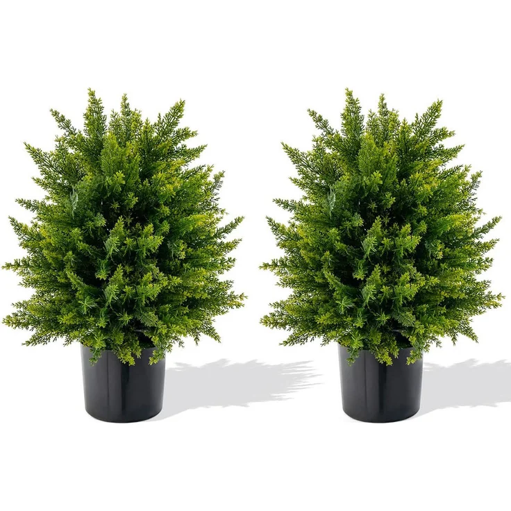 COSTWAY Buchsbaumkugel, 55 cm, künstlicher Topiary-Ballbaum im 2er-Pack, UV-beständig und pflegeleicht, Grün