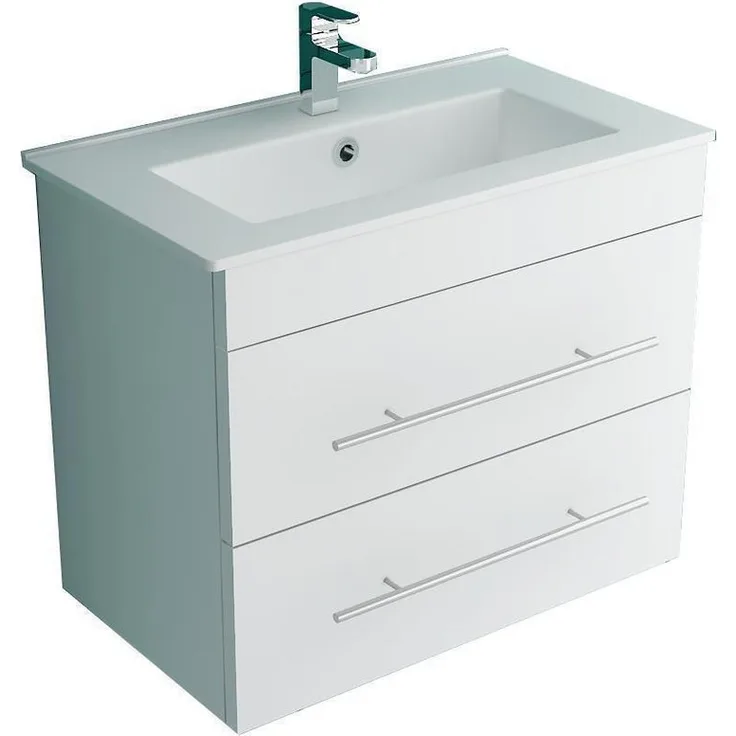 Alpenberger Waschbecken mit Unterschrank 60 cm Breit - Badschrank Badmöbel Set Weiß, lotuseffekt, Soft-Close Schubladen