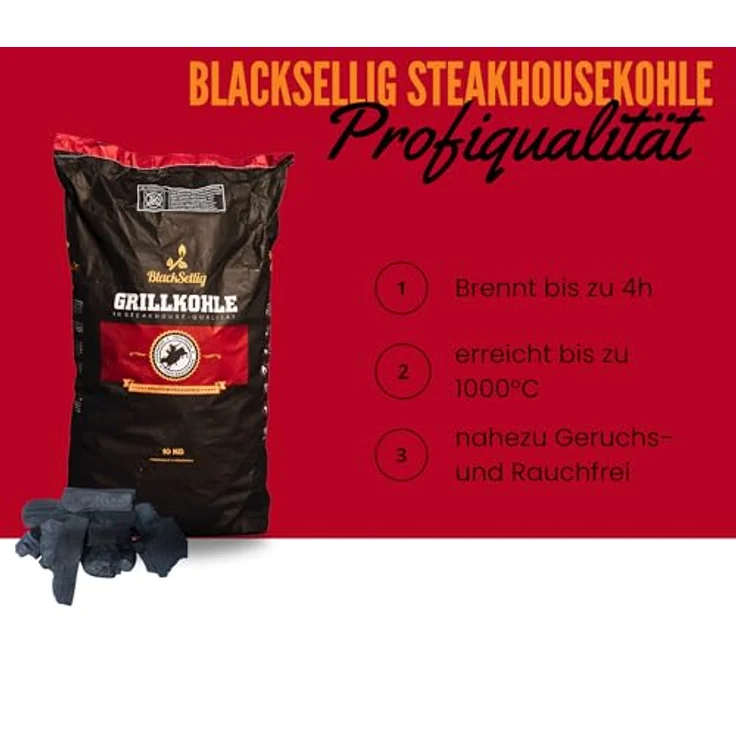 BlackSellig Steakhouse-Grillkohle 10 kg – Bild 3