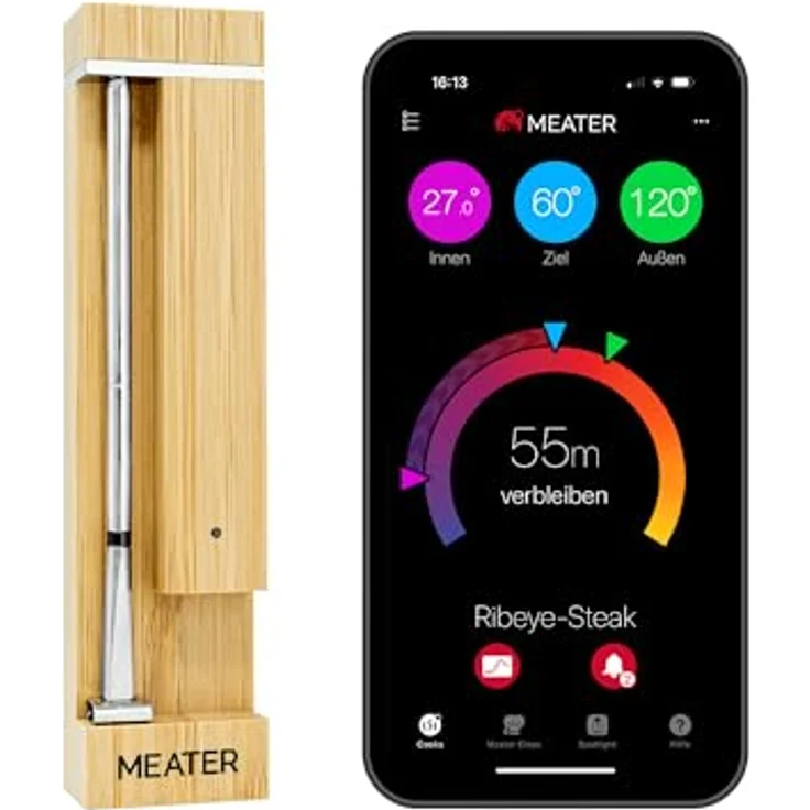 MEATER 2 Plus: Das Smarte Fleischthermometer der Nächsten Generation, Hitzebeständig bis 550°C, Hohe Reichweite, 100% Wasserdicht, Multi-Sensor Technologie - MEATER – Bild 1