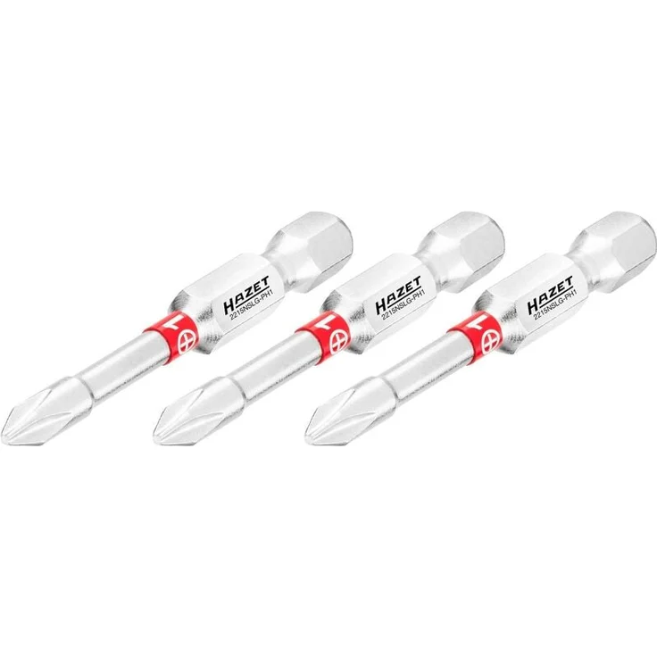 Hazet Bit 2215NSLG-PH1/3, 1/4 Zoll (6,3 mm) Sechskantmassiv, Kreuzschlitz Profil PH1, 3-teilig, lange Ausführung, optimierte Torsionszone – Bild 1