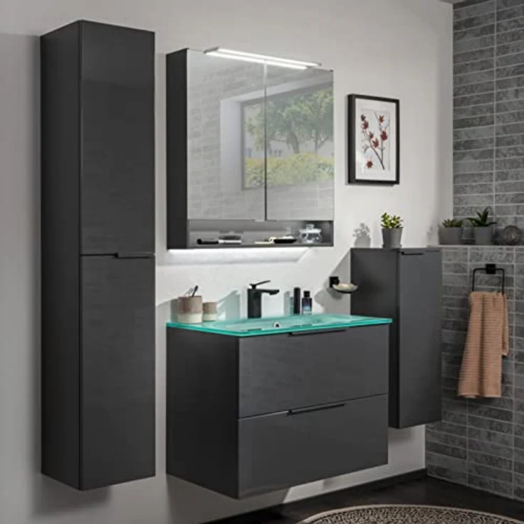 Fackelmann Glasbecken, Waschtisch aus Glas 80 x 14,5 x 50 cm, fürs Badezimmer und WC, mintgrün – Bild 6