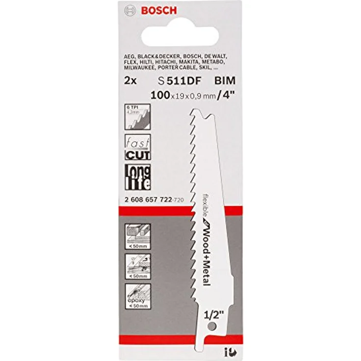 Bosch Professional Säbelsägeblatt S 511 DF, Flexible für Wood and Metal, 2-er Pack, 2608657722 – Bild 2