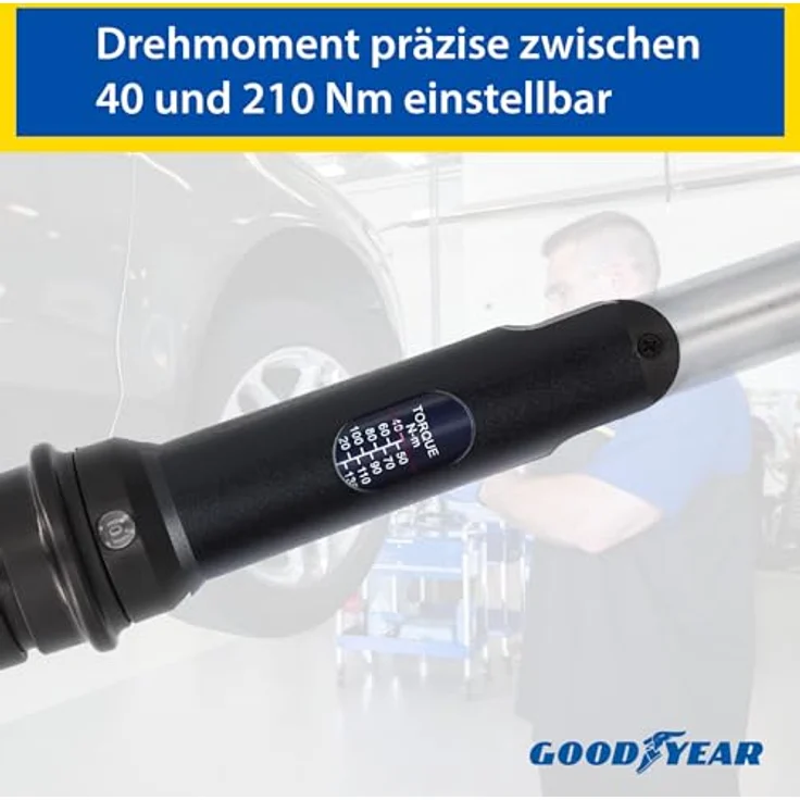 Goodyear 75522 Premium Drehmomentschlüssel inkl. Verlängerung und Stecknüsse 17 mm und 19 mm – Bild 5