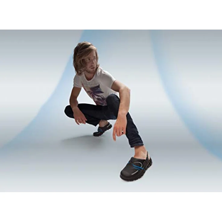 Abeba Damen Clog 7331 - Dynamic Mikrofaser Sicherheitssandalen, schwarz/blau zertifiziert, waschbar bei 30°C, 44 – Bild 2