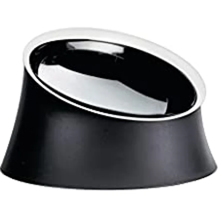 Alessi Wowl BM13/21 - Schüssel für Hunde, Design, Schräg zur Vereinfachung der Hundefütterung, Resin Thermoplastik und Edelstahl 18/10, 21 cm, Schwarz