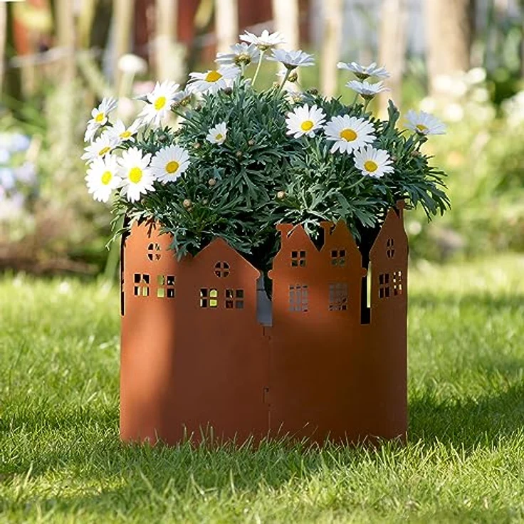 UNUS Garden Metall Rostoptik Häuser Beeteinfassung Rost rund 28cm ⌀ Länge 90cm – Bild 5