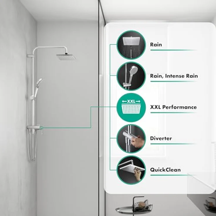 hansgrohe Duschsystem Vernis Shape 230 Reno, 1 Strahlart, wassersparend, 23cm, EcoSmart, chrom – Bild 2