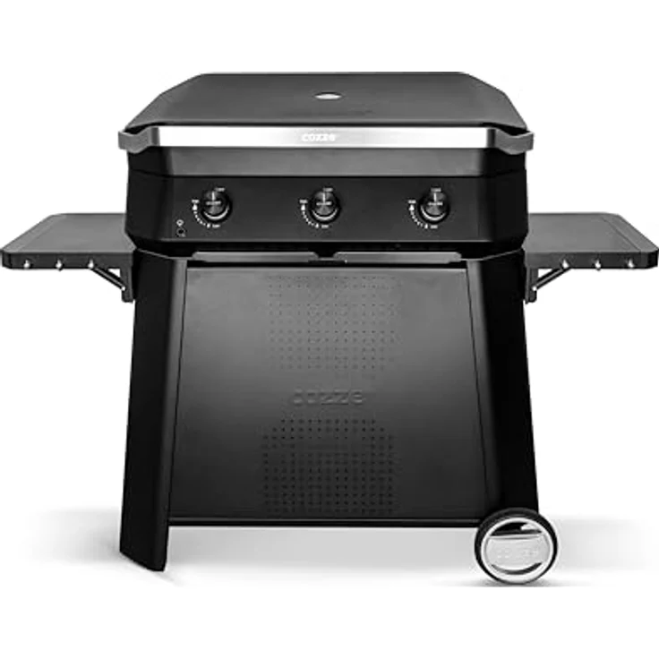 cozze® Vielseitiger Rollbarer Grilltisch Outdoor, 1460 x 700 x 745 mm, Praktischer Grillwagen ohne Grill, Klappbare Seitentische, Elegantes schwarzes Design – Bild 2