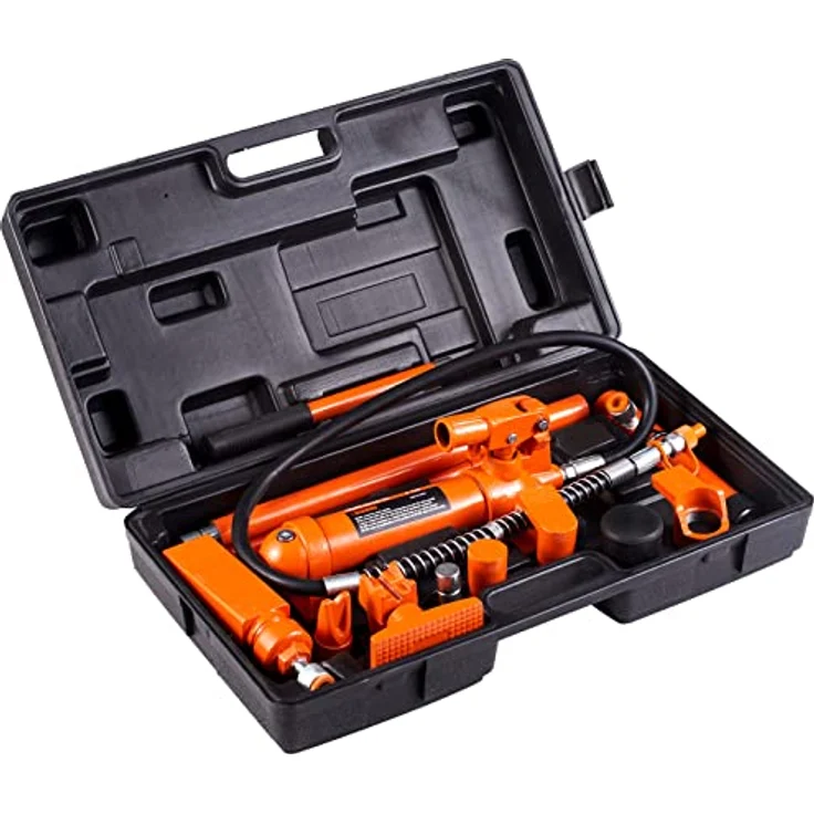 VEVOR Manuelle Hydraulikpumpe 4t, Handpumpen-Schlauchkupplung mit 125 mm Hub, inkl. 4 Verlängerungsstangen und tragbarem Werkzeugkoffer, rot – Bild 8