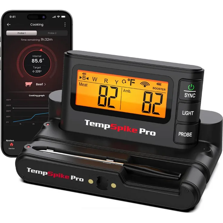 ThermoPro TP980W Grillthermometer, kabellos mit Smartphone-Anbindung, präzise Messung und mehrere Sensoren