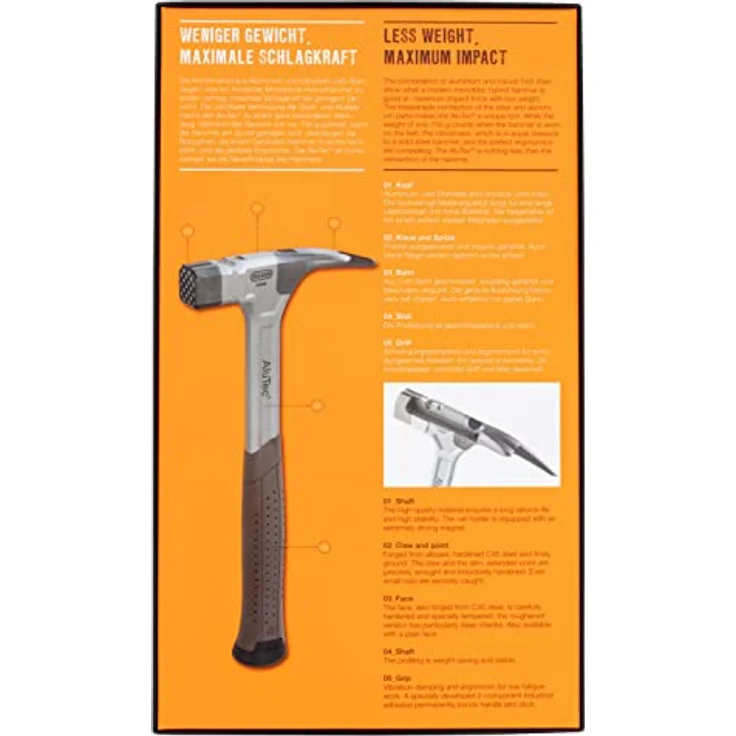 PICARD Latthammer AluTec, Nr. 1098, glatte Bahn, aus Aluminium und geschmiedetem Stahl, Einzelverpackung - Preisvergleich – Bild 3