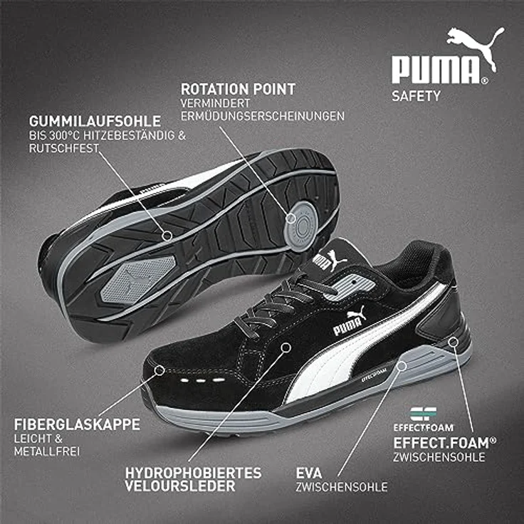 PUMA Safety AIRTWIST BLUE LOW Arbeitsschuh mit EFFECT.FOAM Sohlenkonstruktion, FAPlite Durchtrittschutz, Hydrophobiertes Veloursleder, in blau – Bild 4