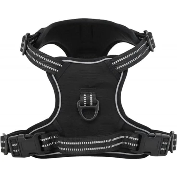 vidaXL Hundegeschirr mit Leine & Halsband Verstellbar Schwarz L, einfach an- und abzulegen, vollständig einstellbar, sicher und bequem