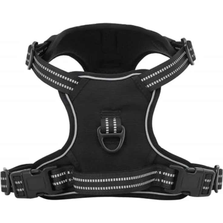 vidaXL Hundegeschirr mit Leine & Halsband Verstellbar Schwarz L, einfach an- und abzulegen, vollständig einstellbar, sicher und bequem – Bild 1