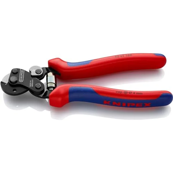 KNIPEX Drahtseilschere L.160mm, polierte Hochleistungsstahl-Schneidklingen, für harte Drahtseile und Kabel