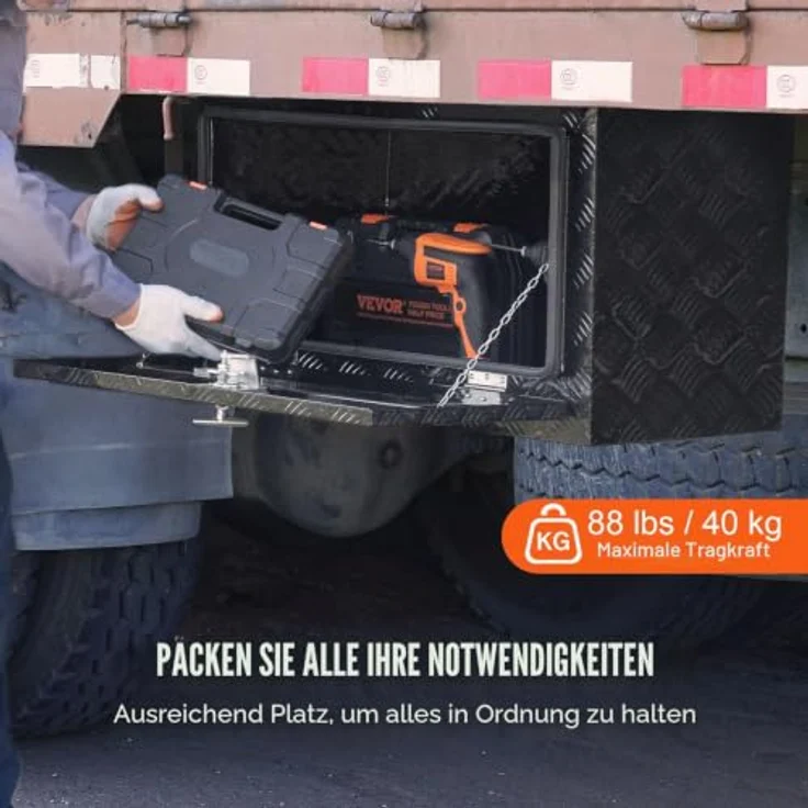 VEVOR Truckbox Werkzeugbox, Aluminiumlegierung, 914 x 432 x 457 mm, abschließbare Unterboden-Anhängerbox, 40 kg belastbar, wasserdicht, kratzfest – Bild 3
