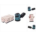 Makita Exzenterschleifer DBO 180 Z Akku Exzenterschleifer 18 V 125 mm + 4x Toolbrothers TURTLE, kabellos mit 125 mm Durchmesser