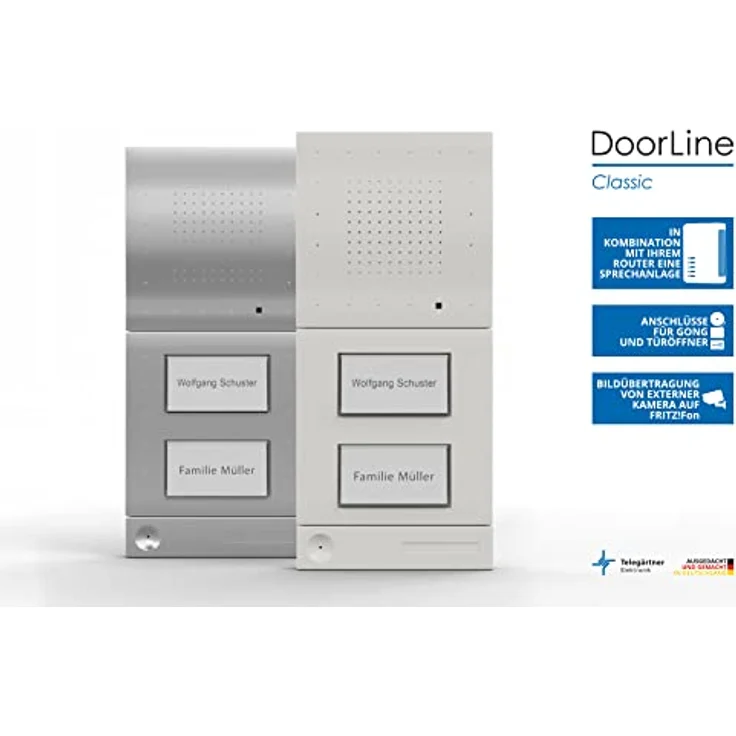 DoorLine Classic Silber Türsprechanlage, Klingel, Türöffner anschließbar, Haustelefon und Handy als Gegensprechanlage, Anschluss a-b 2-Draht – Bild 5