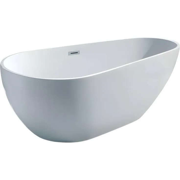 Xlmoebel Komfortwanne, freistehende Badewanne aus weißem Acryl, oval, 170 cm Länge, Made in Europa
