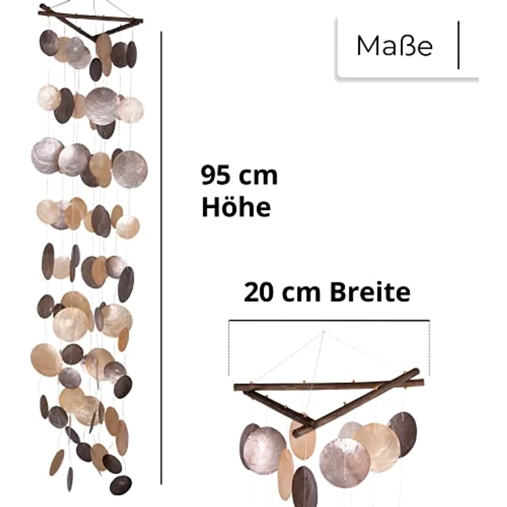 Windspiel Capiz-Muscheln 100 cm lang in Braun – Bild 6