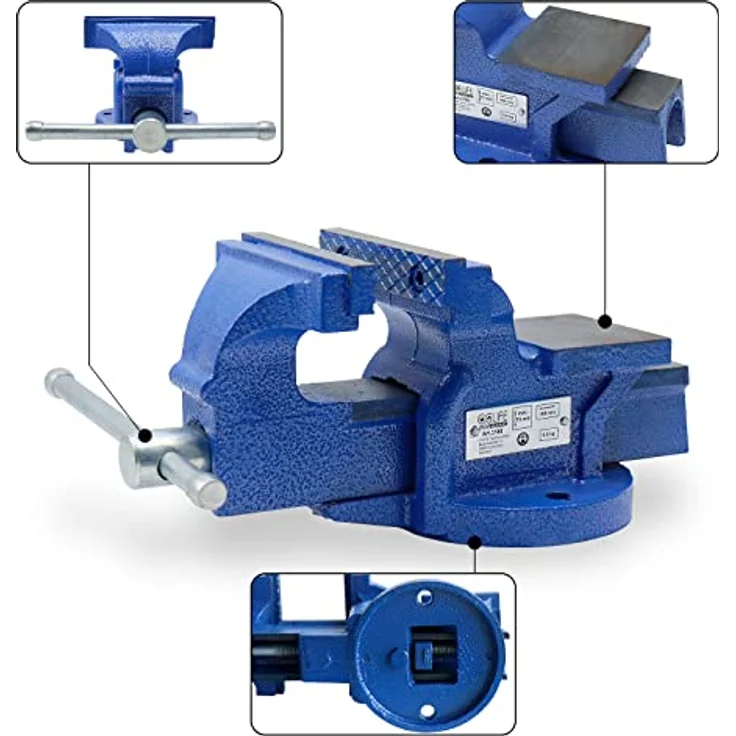CCLIFE Schraubstock 125mm, Feststehend mit Eisenbauweise für Werkbank – Bild 4