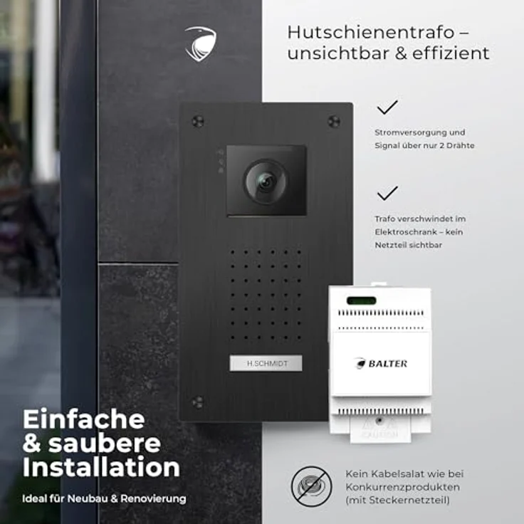 Balter ENTRI-L-SET-BLACK, Video-Türsprechanlage mit HD-Video, 7 Zoll Touchscreen, Unterputz, schwarz – Bild 10