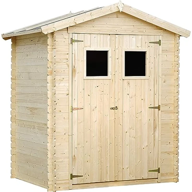TIMBELA Holzhaus Gartenhaus M367+M367G - Imprägniertes Gartenschuppen Holz mit Wasserfestem Dach, B196xL136xH218 cm, 1.98 m2 - Fahrrad Schuppen – Bild 1