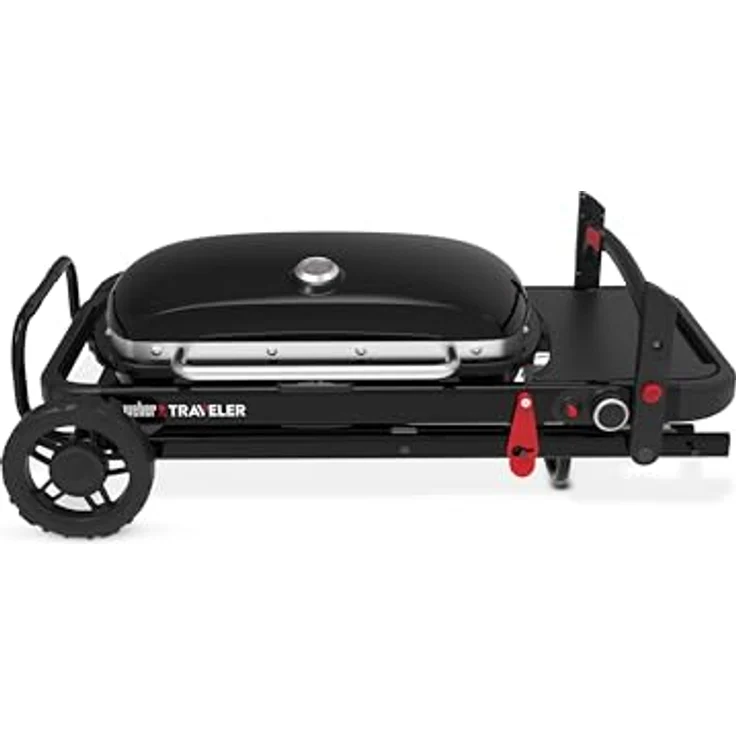 Weber Traveler Gasgrill (2026), Tragbares klappbares Design mit Rädern, 1 Brenner, 2065 cm² Grillfläche, Schwarz – Bild 4