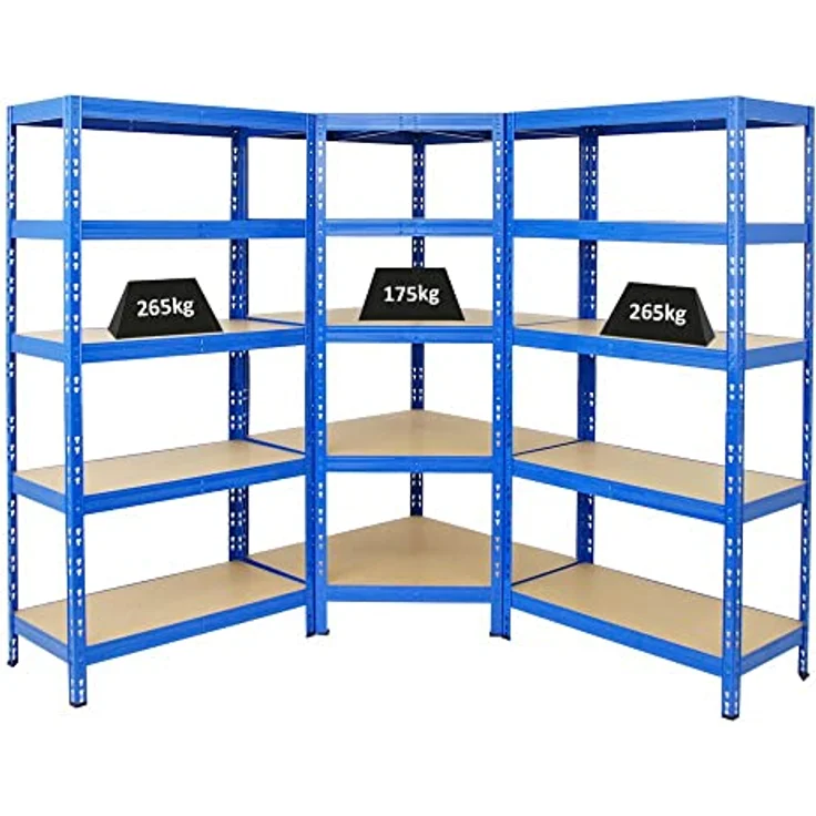 PROREGAL Mega Deal Tiger Blue, Eckregal + 2X Schwerlastregal 180x90x45cm mit Fachlasten 175 + 265 kg, Blau, Regalsystem Steckregal Lagerregal Werkstattregal – Bild 1