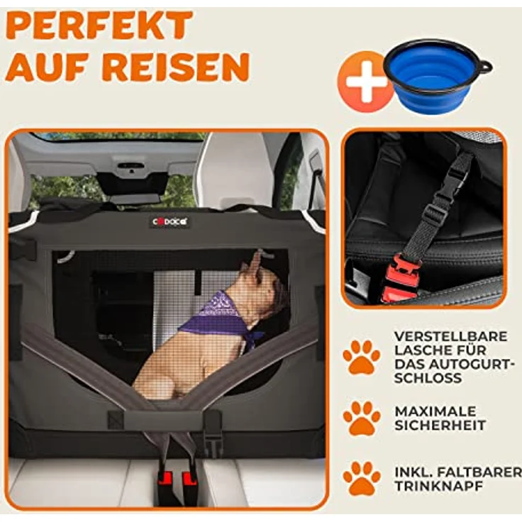 Cadoca Hundetransportbox faltbar Größe M Anthrazit – Bild 3