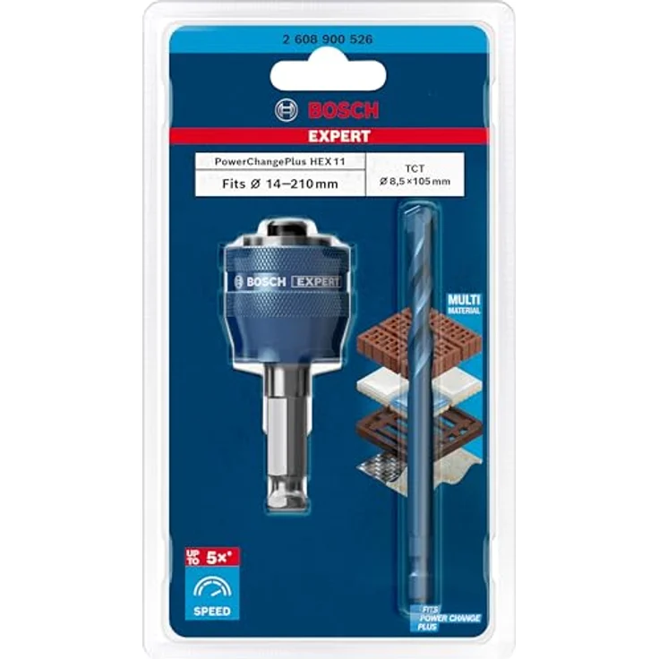 Bosch EXPERT Power Change Plus Lochsäge-Systemadapter mit TCT-Bohrer, 8,5 x 105 mm, für Ziegelstein und weiche Fliesen, 2-tlg. – Bild 2