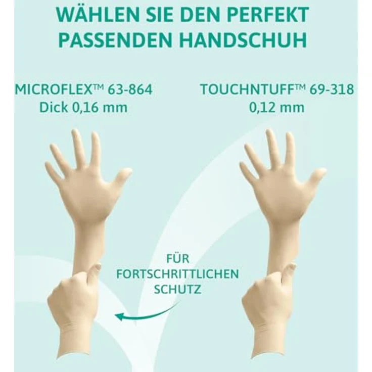 Ansell TouchNTuff 69-318 Naturgummilatex Handschuhe, Chemikalien- und Flüssigkeitsschutz, Naturfarben, Größe 8 (100 Handschuhe pro Spender) – Bild 8