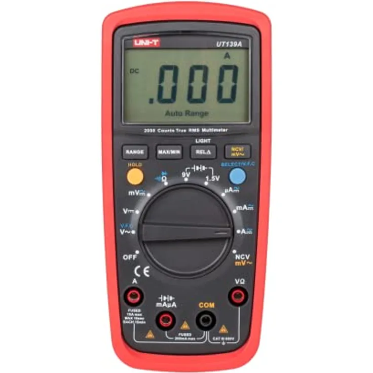 Uni-T UT139A, Multimeter mit True RMS Technologie, automatischer Bereichsauswahl und robuster Gummihülle, schwarz