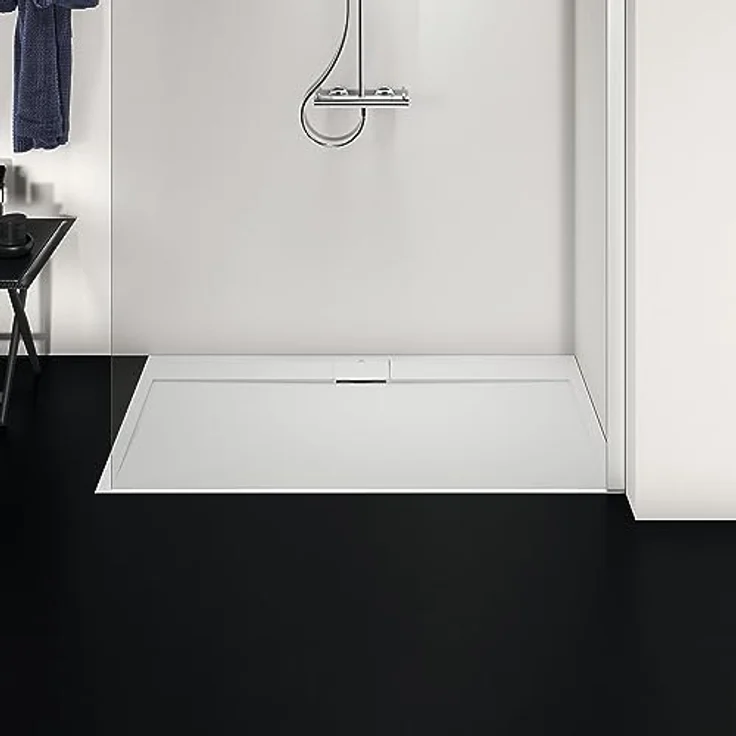 Ideal Standard Ultra Flat S i.life Rechteck-Brausewanne, 1400x800x30mm, hochwertiger Solid Polymer-Mineralguss, Natursteinoptik, mittiger Ablauf 90mm – Bild 5