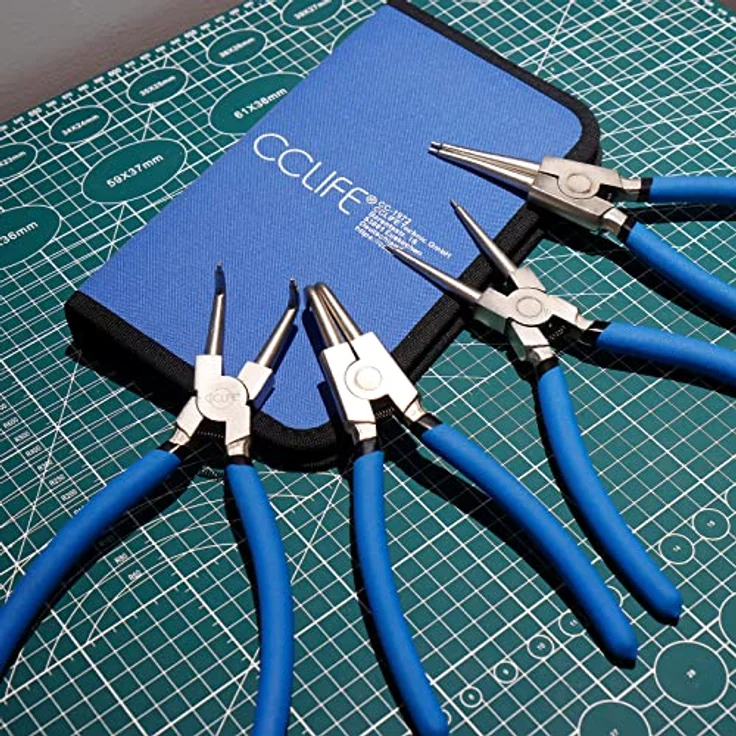 CCLIFE 4tlg Sprengringzangen Seegeringzange Set 225mm Zange Gerade & Gebogen für Sicherungsring Innen / Außen – Bild 5