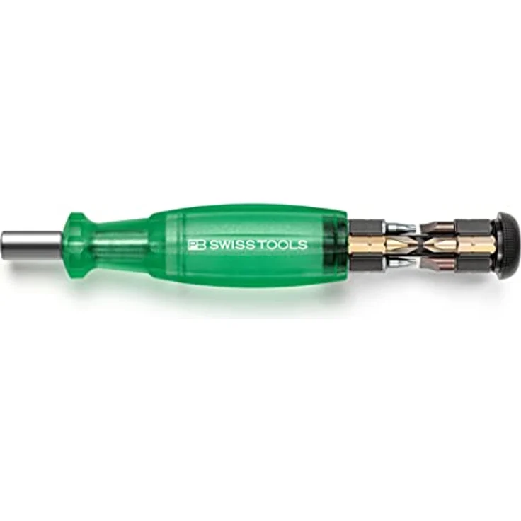 PB Swiss Tools Bit Handhalter Schraubendreher PB 6464 | 100% Swiss Made | Schraubendreher magnetisch mit Bits im Griff, inklusive Schlitz 2/3/4, PH1/PH2, T10/T15/T20 Bits, Grün – Bild 3