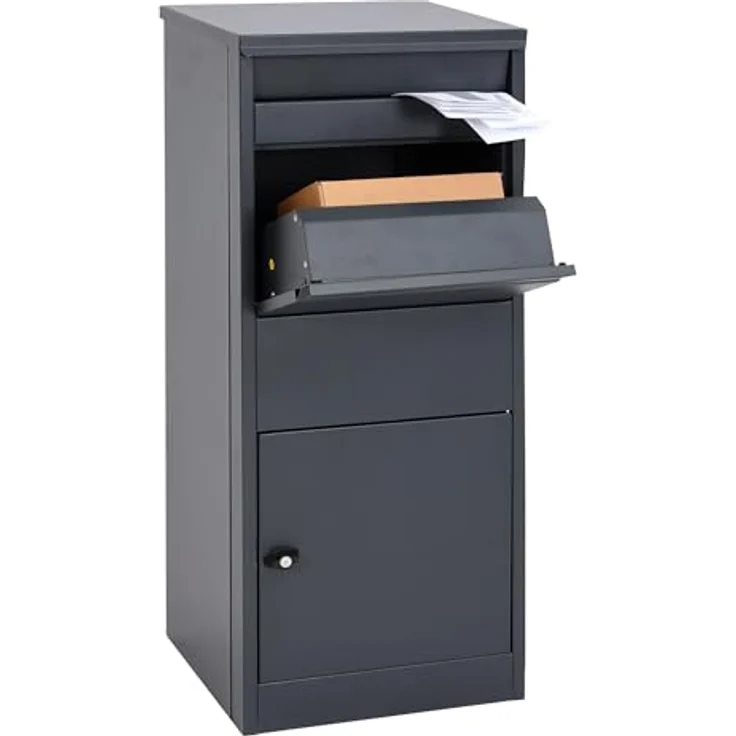 PROREGAL Paketkasten HxBxT 102x41x38cm, große Paketbox in Anthrazit mit sicherem Zylinderschloss und großem Fassungsvermögen für Briefe und Pakete – Bild 2