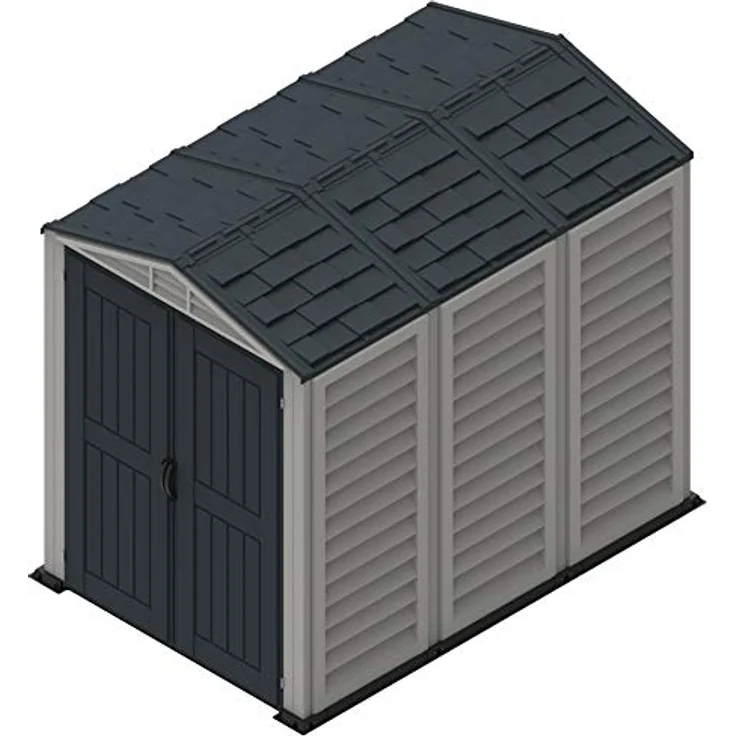 Duramax YardMate PLUS 5 x 8 (4.28 m²) Kunststoff gerätehaus mit robustem Kunststoffboden, Dachkonstruktion aus robustem Metall, feuerhemmend und wartungsfrei, Dunkelgrau und Adobe – Bild 5