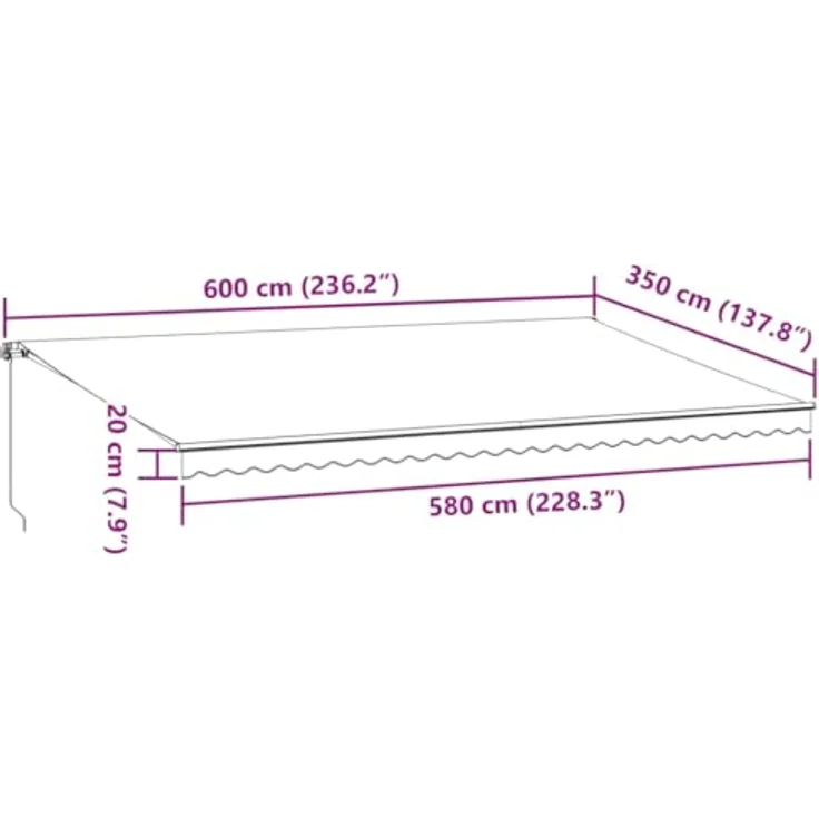 vidaXL Markise Markise Manuell Anthrazit Weiß 600x350 cm, langlebiges UV-beständiges Material, einfache Bedienung und vielseitige Einsatzmöglichkeiten – Bild 3