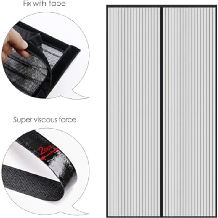 MYCARBON Fliegengitter Balkontür 130x210cm, Magnet Insektenschutz ohne Bohren, reißfest, schwarz – Bild 5