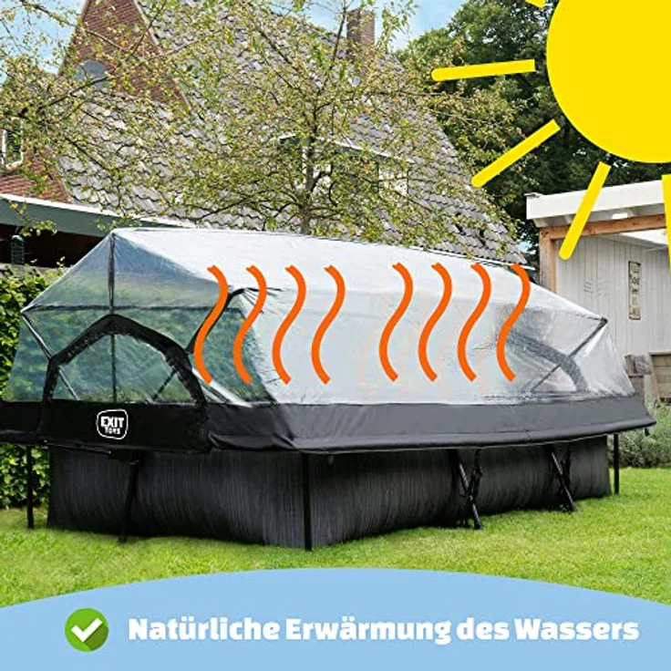 EXIT Toys Pool Abdeckung - 400x200cm - Universal - Rechteckige Multifunktionale Überdachung - Passt auf Pools in den Größen 390x190 – 405x205cm - Für Sauberes und Warmes Poolwasser - Pool Zubehör - Preisvergleich – Bild 5