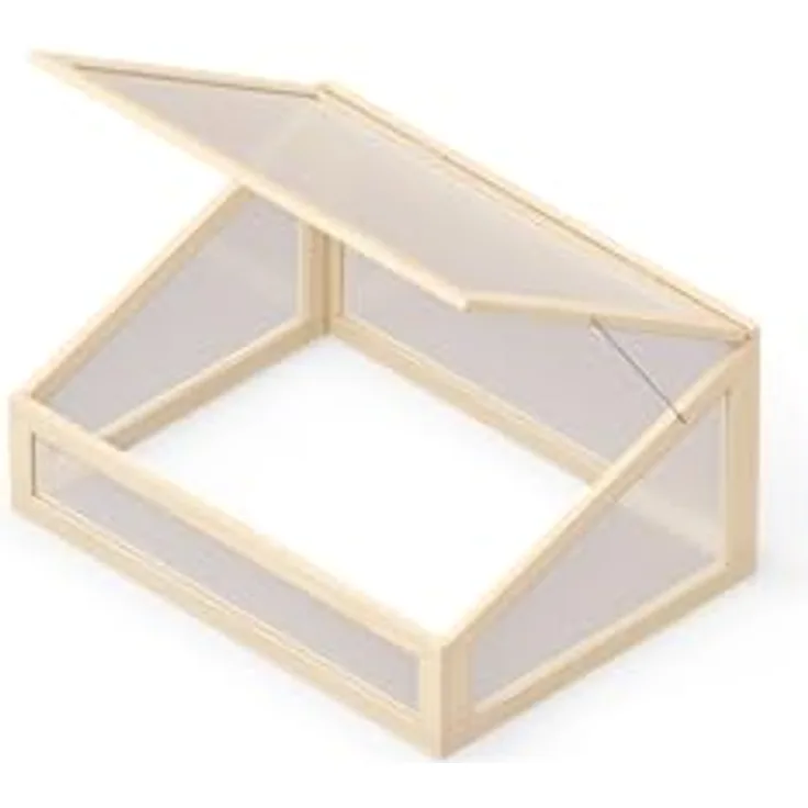 Upyard Holz Frühbeet - Gewächshaus für Hochbeet 80x60 cm mit verschließbarem Deckel, klein Treibhaus aus Massivholz und UV-geschützem Polycarbonat, Frühbeetaufsatz 80x60x40, Naturholz