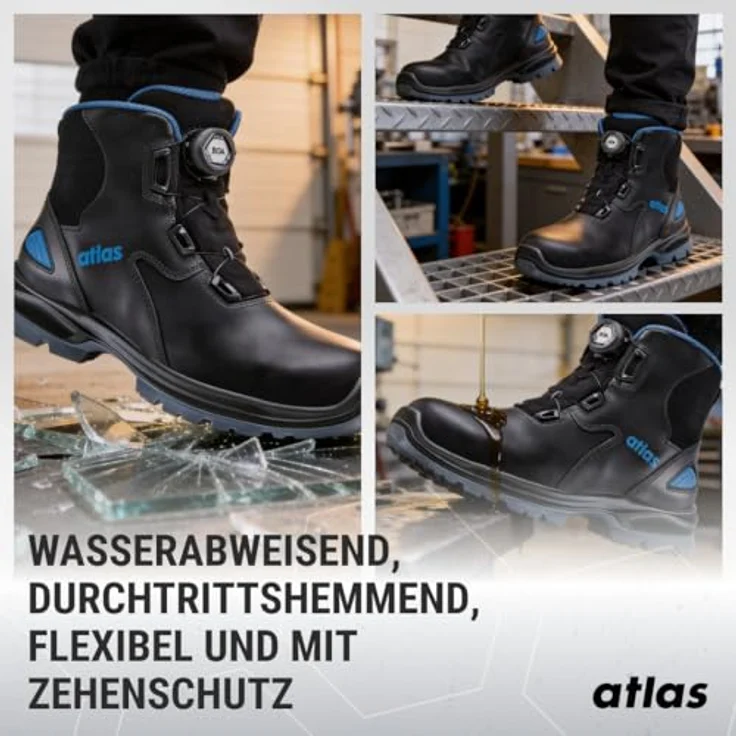 ATLAS SL 9845 XP BOA, knöchelhoher Sicherheitsschuh aus waterproof Glattleder, S3, ESD, blau, Gr. 36 – Bild 5