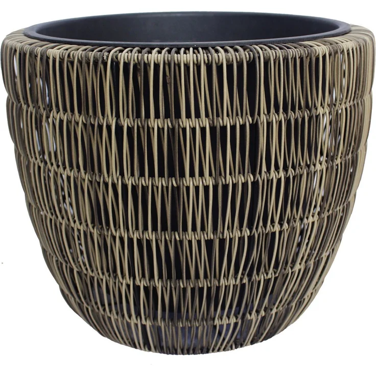 Trend Line TrendLine Polyrattan Pflanztopf, Ø 44 x 36 cm, braun, ideal für Innen- und Außenbereiche, ca. 45 Liter Volumen