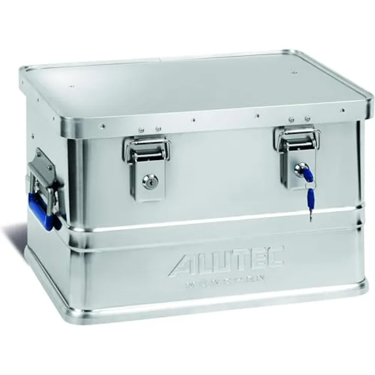 ALUTEC Aluminiumbox Classic 30, Aufbewahrungsbox aus 0,8 mm Aluminium mit 30 l Volumen, LxBxH 430 x 335 x 270 mm, staub- und spritzwassergeschützt